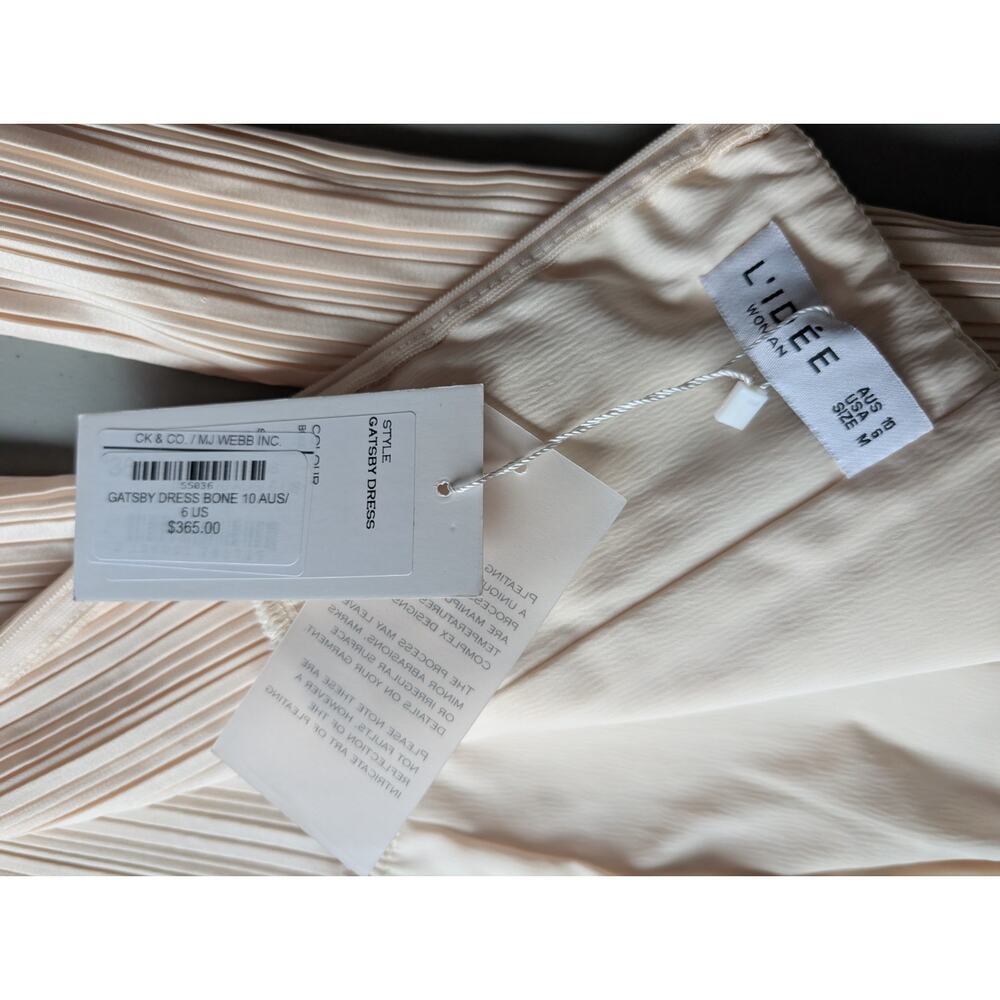 Nwt L'idee Gatsby Pleated Dress Gown Us 6 Bone #1b602 — image 8 of 8